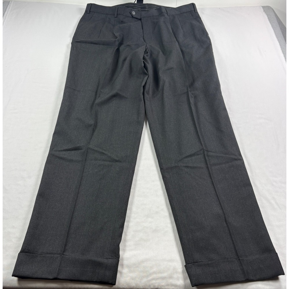 Ermenegildo Zegna Wool Pants Mens 40x34 Black Pleated Dress Slacks Cuffed